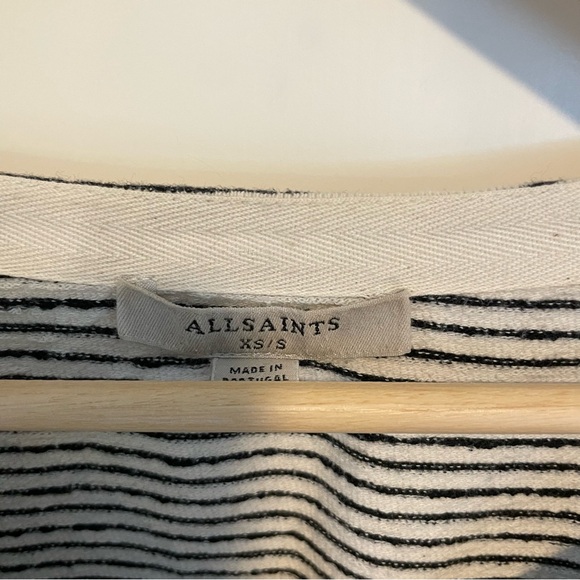 All Saints Adelise Black and White Striped Cotton Long Sleeve Top - Picture 5 of 7